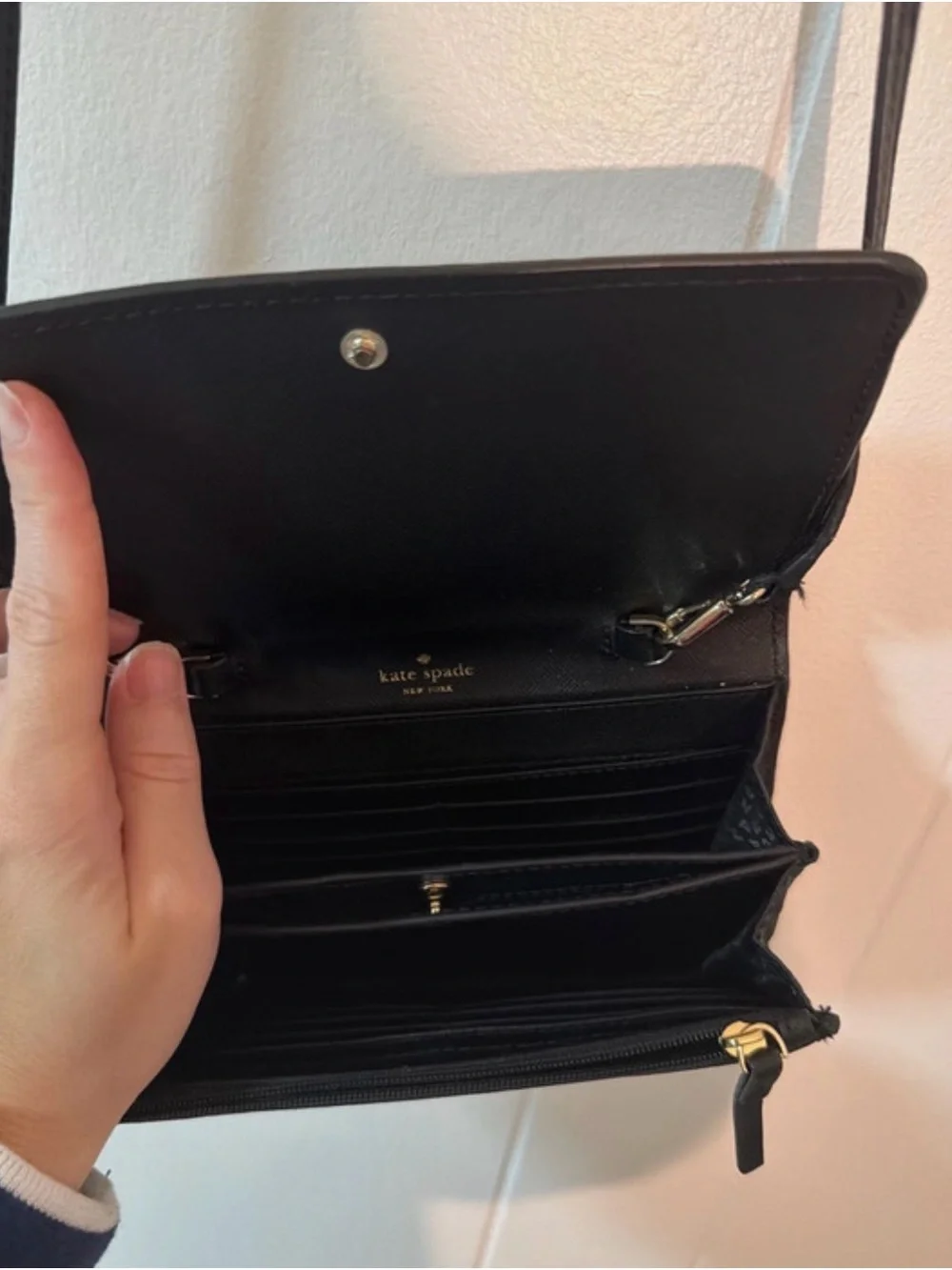 kate spade Black Saffiano Leather Crossbody with Studded Bow Detail